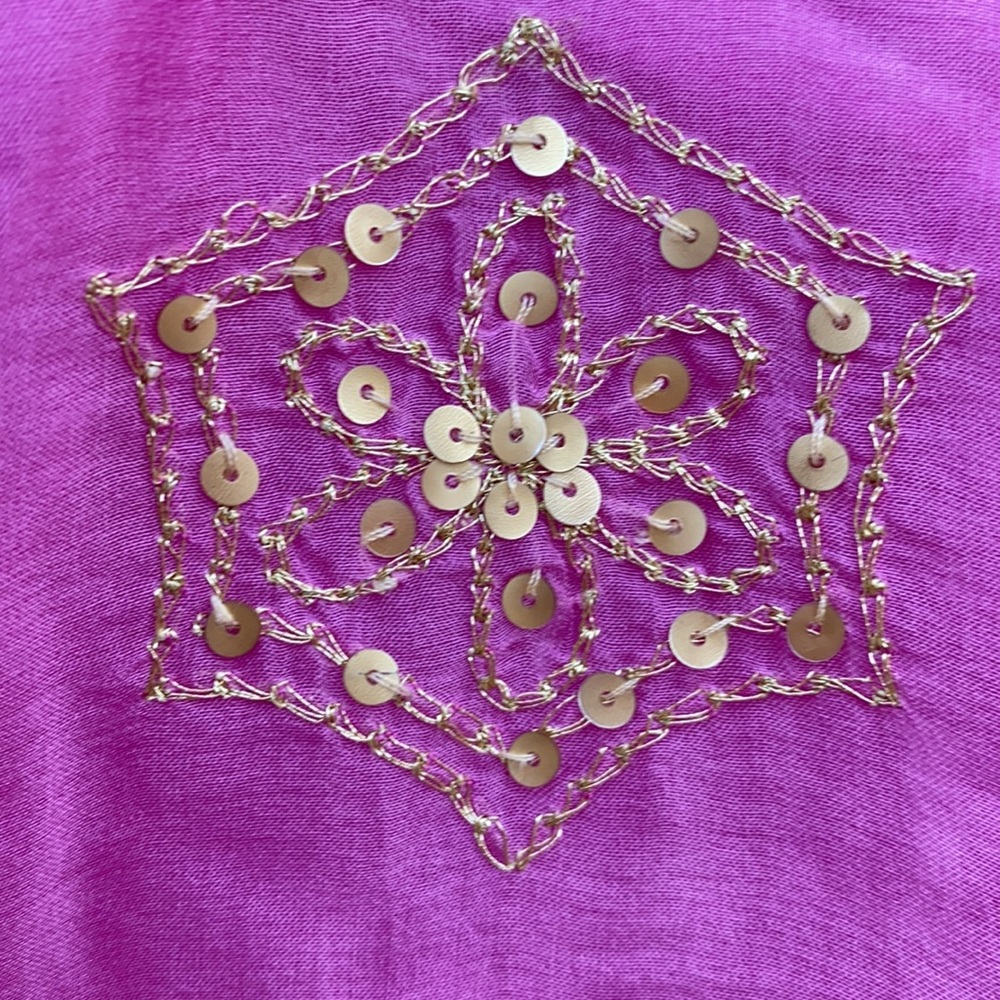 ANN TAYLOR SILK SKIRT HOT PINK GOLD EMBROIDERED 6